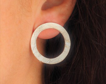 Hoops, greek earrings, Sterling silver hoops, Handmade hoops, Casted hoops, Stud hoops, sterling silver hoop earrings, wide hoop earrings
