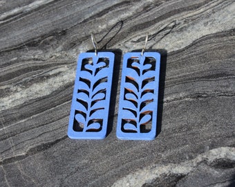 Wooden earrings, birch earrings, rectangular wooden earrings, floral earrings, lazer cut wood earrings, wood silver earrings, wood earrings