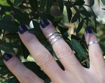 Κnuckle ring, Hammer texture ring, over the knuckle ring, spiral ring, 3 hoop ring, little finger ring, greek ring, grecian ring, band ring