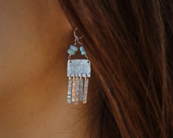 Larimar earrings, bohochic earrings, Dangling earrings, Indian earrings, boho earrins, grecian earrings