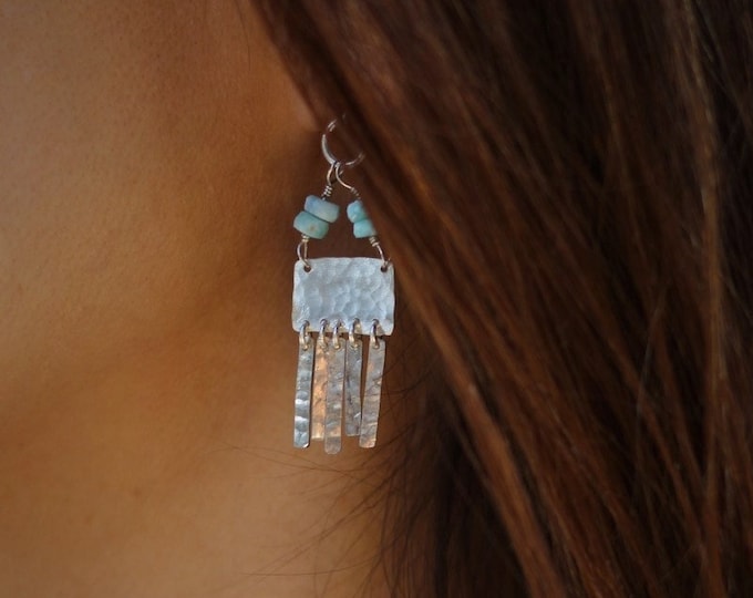 Featured listing image: Larimar earrings, bohochic earrings, Dangling earrings, Indian earrings, boho earrins, grecian earrings