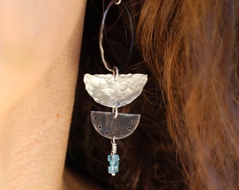 Greek earrings, Grecian earrings, Oxidized earrings, Multidisc earrings, ancient greek earrings, Dangling earrings, labradorite earrings