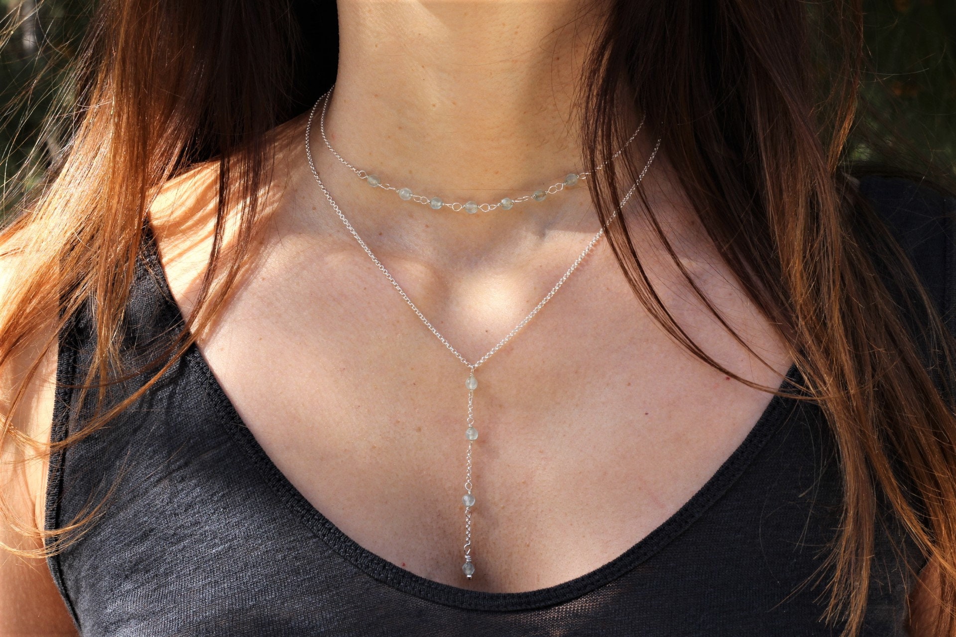 Aquamarine choker necklace best sale