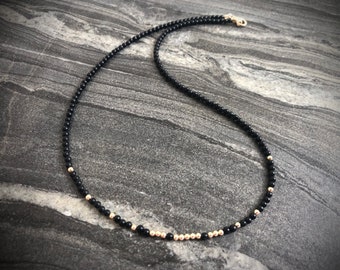 Onyx necklace, Beaded choker, dainty beaded choker, Ultra dainty pyrite necklace, dainty beaded necklace, necklace set