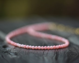 coral necklace, beaded necklace, dainty beaded necklace, summer choker, beaded choker, dainty choker, coral choker