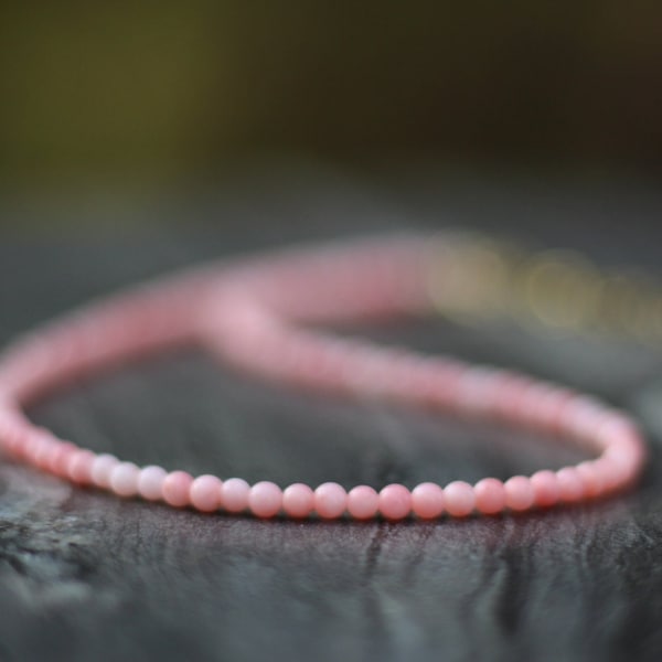 coral necklace, beaded necklace, dainty beaded necklace, summer choker, beaded choker, dainty choker, coral choker