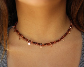 Goldsand necklace set, beaded necklace, gemstone necklace, necklace set, sparkly necklace, necklace set, crystal necklace, hematite necklace