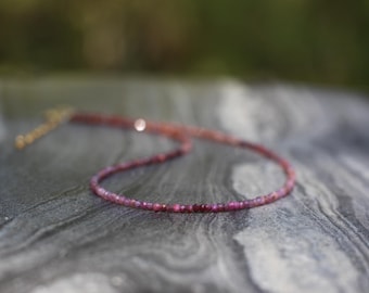 Dainty Ombre Ruby Choker: Sterling Silver, 14K Gold, Adjustable
