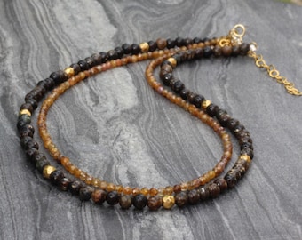 Dainty biotite Choker Necklace – Sterling Silver or Gold k14 - Adjustable Length - Spiritual Healing Jewelry