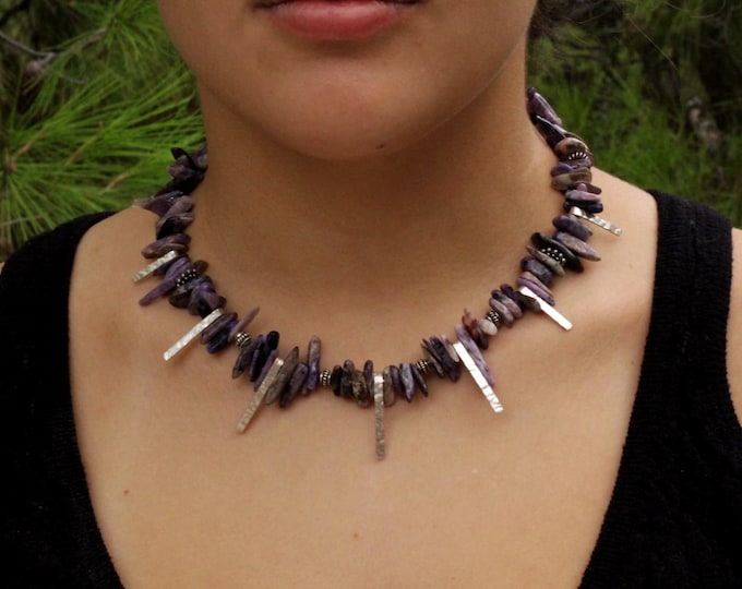 Featured listing image: Charoite  Necklace – Sterling Silver  Adjustable Length - Spiritual Healing Jewelry