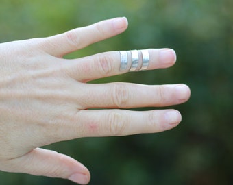 Κnuckle ring, Hammered texture ring, over the knuckle ring, spiral ring, 3 hoop ring, little finger ring, greek ring, grecian ring