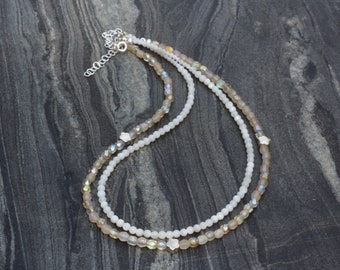 Crystal necklace, beaded necklace, gemstone necklace, necklace set, sparkly necklace, flowers necklace, girly necklace, floral necklace