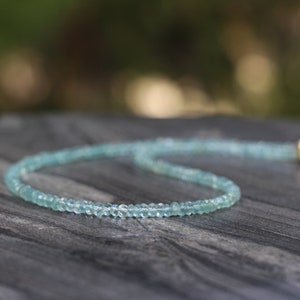 Aquamarine necklace, aquamarine choker, Boho Jewelry for Women, March Birthstone Gift, Handmade Gemstone Necklace