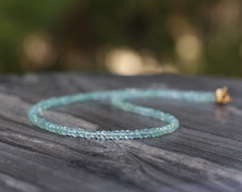 Aquamarine necklace, aquamarine choker, Boho Jewelry for Women, March Birthstone Gift, Handmade Gemstone Necklace