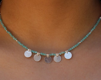 charm necklace, disc charm necklace, amazonite choker, lapis charm necklace,  necklace set,  spinel charm necklace, choker set