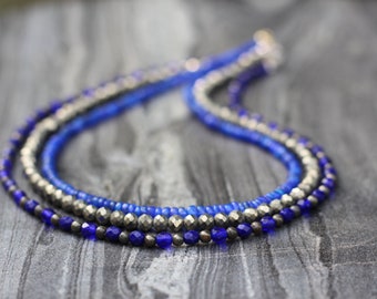 Pyrite necklace, beaded necklace, gemstone necklace, necklace set, sparkly necklace, pyrite necklace set, gemstone necklace