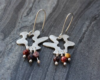 Abstract earrings, amoeba earrings, dangling earrings, greek earrings, rhodonite earrings, lapis earrings, mukaite earrings