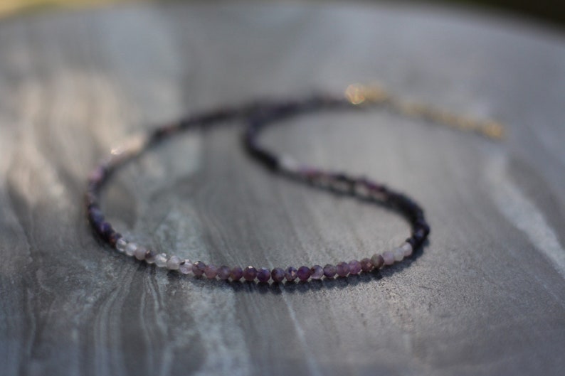 Sugilite necklace, Sugilite choker, beaded choker, dainty beaded necklace, dainty choker necklace, dainty necklace, necklace set image 4