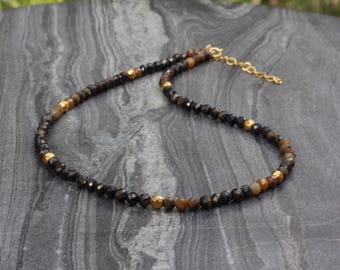 Dainty Sapphire Choker Necklace – Sterling Silver or Gold k14 - Adjustable Length - Spiritual Healing Jewelry