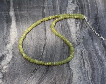 Dainty Vessonite Beaded Choker: Sterling Silver & 14K Gold, Untreated Gemstone