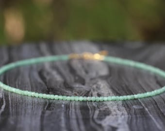 Angelite necklace, Ultra dainty angelite necklace, dainty beaded necklace, angelite choker, beaded necklace, beaded choker
