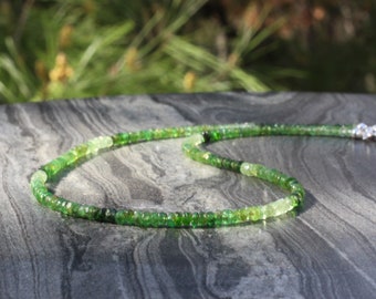 Tsavorite necklace, Beaded choker, dainty necklace, tsavorite choker, dainty beaded necklace, January birthstone, necklace set