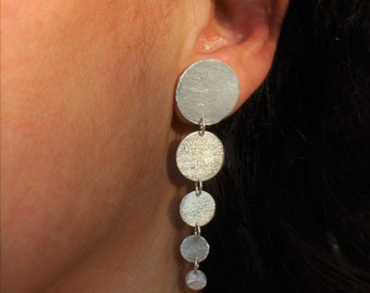 Disc earrings, Grecian earrings, Silver geometric earrings, Multidisc earrings, ancient greek earrings, 5 disc earrings