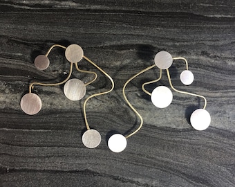Disc earrings, Celestial earrings, Grecian earrings, Abstract earrings, mixed metal earrings, bronze earrings, maximal earrings