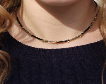 Pyrite Spinel Choker: Dainty Beaded Necklace Set