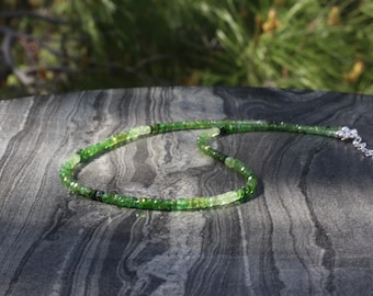 Tsavorite necklace, Beaded choker, dainty necklace, tsavorite choker, dainty beaded necklace, January birthstone, necklace set