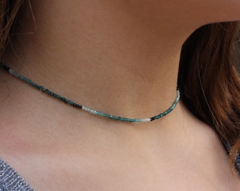 Grandidierite necklace, Grandidierite choker, beaded choker, dainty beaded necklace, dainty choker necklace, dainty necklace, necklace set