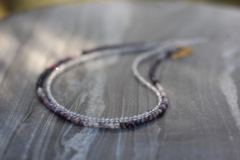 Sugilite necklace, Sugilite choker, beaded choker, dainty beaded necklace, dainty choker necklace, dainty necklace, necklace set image 7