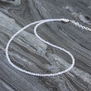 Moonstone necklace, Beaded necklace, dainty beaded necklace, Sterling silver bead necklace, dainty beaded necklace, June birthstone necklace image 6
