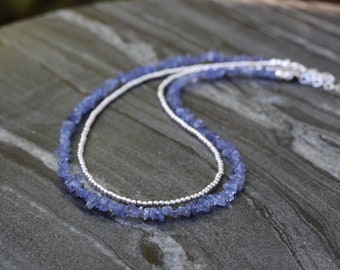Tanzanite necklace, tanzanite chips necklace, citrine necklace, chrome diopside necklace, raw tanzanite necklace, rough tanzanite necklace