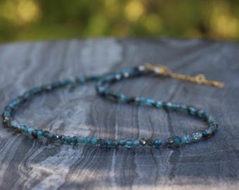 Kyanite Choker: Sterling Silver, Deep Blue Gemstone, Meditation Jewelry