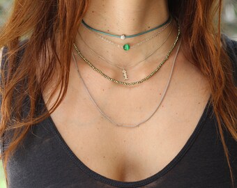 Delicate necklace set:  Set of beaded layering necklaces