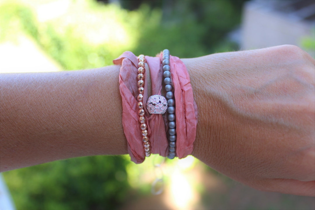 Silk Ribbon Bracelet Multistrand Bracelet Charm Bracelet Etsy