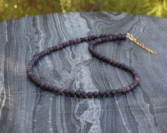 Dainty purpurite Choker Necklace – Sterling Silver or Gold k14 - Adjustable Length - Spiritual Healing Jewelry