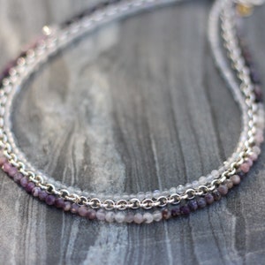 Sugilite necklace, Sugilite choker, beaded choker, dainty beaded necklace, dainty choker necklace, dainty necklace, necklace set image 9