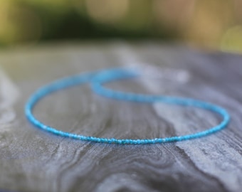 Apatite necklace, Beaded necklace, dainty beaded necklace, neon apatite necklace, dainty choker, December birthstone choker, apatite choker