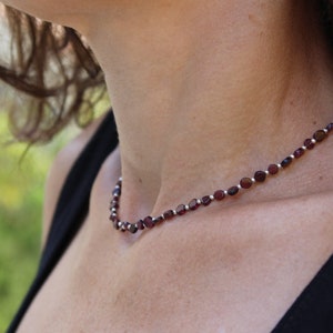 Rhodolite garnet necklace, necklace set, beaded choker, dainty beaded necklace, dainty choker necklace, dainty necklace, garnet set