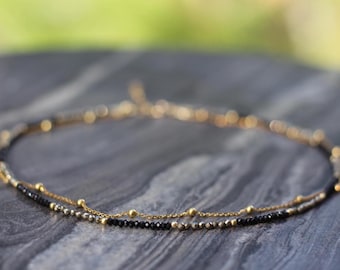 Pyrite necklace, Beaded necklace,  dainty beaded necklace, spinel choker, pyrite choker, dainty beaded necklace, necklace set