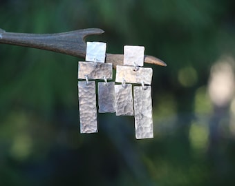 Handmade Sterling Silver Dangle Earrings: Hammered Boho Chic