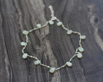 Amazonite rosary necklace,Amazonite  necklace, beaded choker, dainty beaded necklace, rosary necklace