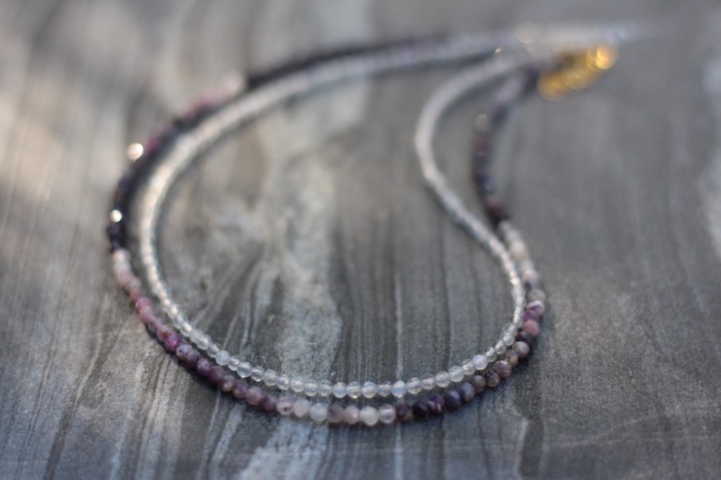 Sugilite necklace, Sugilite choker, beaded choker, dainty beaded necklace, dainty choker necklace, dainty necklace, necklace set image 8