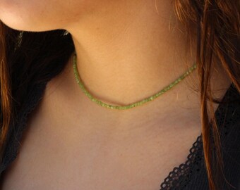 Nephrite necklace, Ultra dainty, beaded necklace dainty beaded necklace, Nephrite choker, beaded choker
