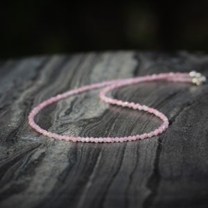 Pink tourmaline necklace, tourmaline choker, beaded choker, dainty beaded necklace, dainty choker necklace, dainty necklace, pink tourmaline