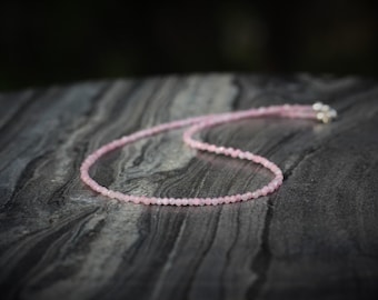 Pink tourmaline necklace, tourmaline choker, beaded choker, dainty beaded necklace, dainty choker necklace, dainty necklace, pink tourmaline