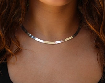 Herringbone silver chain, Wide chain necklace, silver chain, silver necklace, wide silver necklace
