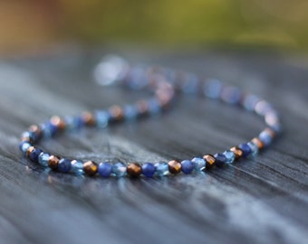 Sodalite necklace, beaded necklace, hematite necklace, gemstone necklace, necklace set, sparkly necklace, sparkly necklace, crystal necklace